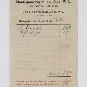 Invoice issued to Ferenc Hopp by the railway restaurant from Java