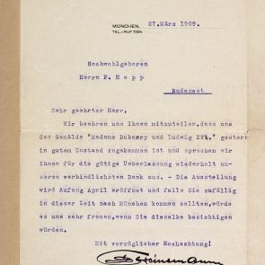D. Heinemann Gemäldegalerie levele Hopp Ferencnek Münchenből