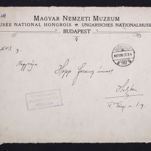A Nemzeti Múzeum századik jubileumi emlékünnepére szervezett díszebéd jelentkezési lap válaszborítékja