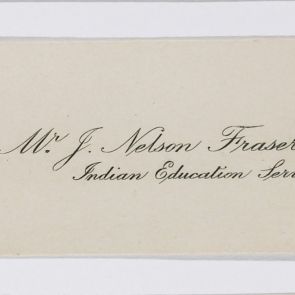 Business card: Mr. J. Nelson Fraser, Indian Education Service