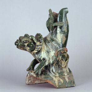 Ceramic roof figure: prancing animal