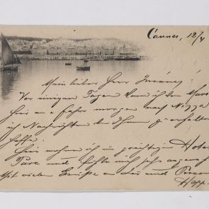 Ferenc Hopp's postcard to Henrik Jurány from Cannes