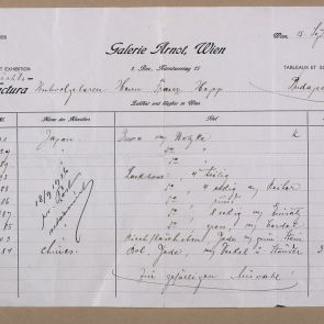 Invoice of the Galerie Arnot for Ferenc Hopp, from Vienna