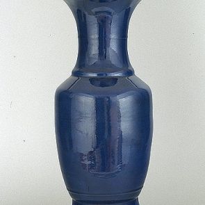 Tall vase covered with dark blue glaze