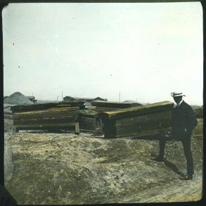 Coffins washed up by the Peiho