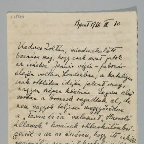 Hatvany Bertalan levele Felvinczi Takács Zoltánnak Budapestről Kiotóba