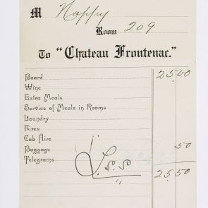 A Chateau Frontenar szálloda számlája Hopp Ferenc részére