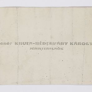 Business card: Count Károly Khuen-Héderváry, prime minister