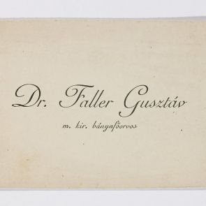 Business card: Dr. Gusztáv  Faller, chief physician