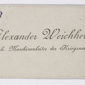 Business card: Alexander Weichherz, k. u. k. Maschinenleiter der Kriegsmarine