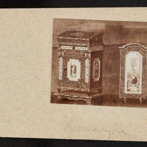 Photo of furniture decorated with Christian scenes on cardboard