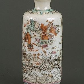 Snuff bottle decorated with the figures of deities fighting with water monsters