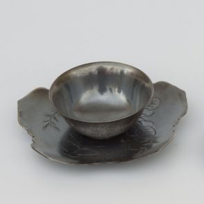 Cup with plate, with chrysanthemum and butterfly motifs