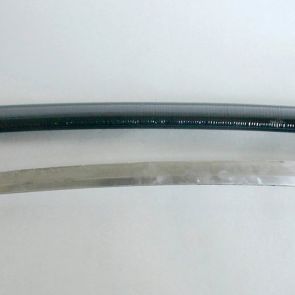 Katana, scabbard with ribbed carving decorated in black lacquer