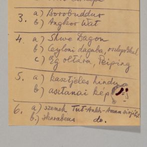 Hatvany Bertalan listája a Felvinczi Takács Zoltán előadásához való diapozitívekről