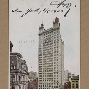 Ferenc Hopp's greeting card sent to Calderoni and Co. from New York