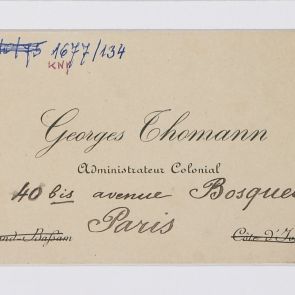 Business card: Georges Thomann, Administreateur Colonial