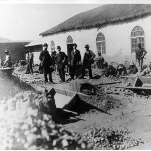 Ferenc Hopp among miners, Oruro, Bolivia