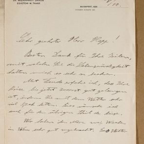 Dr. Wenhardt János, Hopp Ferenc orvosának levele Budapestről, borítékkal