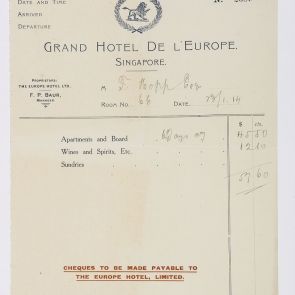 A Europe Hotel számlája Hopp Ferenc részére