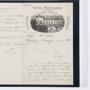 Christian Trenkel szállodás levele Hopp Ferencnek Teneriféről