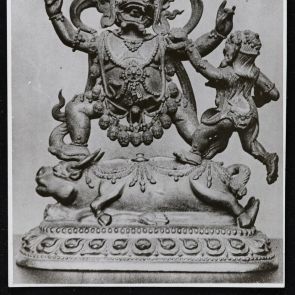 Yama, the god of death - black and white photo of a statuette