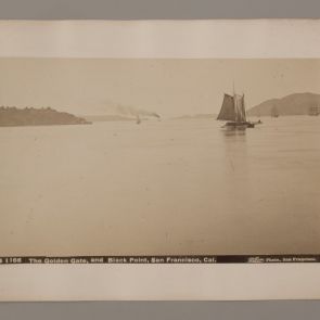 Photograph from a memorial scrapbook album from California: The Golden Gate and Black Point, San Francisco, Cal.