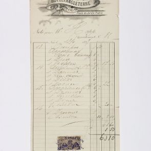 Invoice issued to Ferenc Hopp by Hôtel d'Angleterre