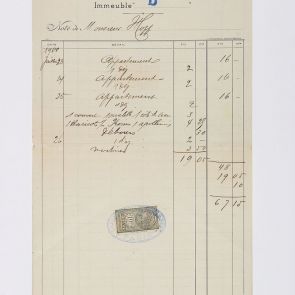Invoice issued to Ferenc Hopp by Grands Hotels du Trocadéro