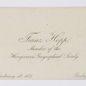 Business card: Franz Hopp, Member of the Hungarian Geographical Society