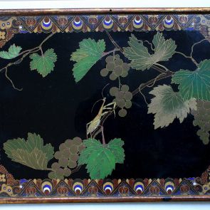 Decorative panel with praying mantis on grape