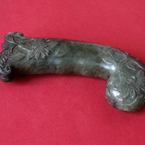 Jade sword grip, carved plant pattern