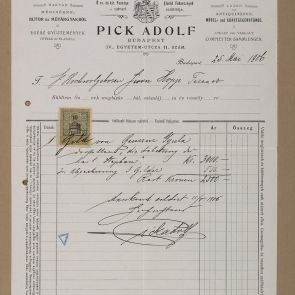 Invoice of Adolf Pick antiquarian about  Gyula Benczúr's painting of King Saint Stephen