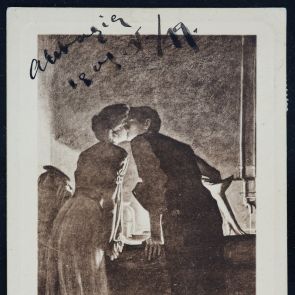 Teleki Pál fekete-fehér képeslapja Felvinczi Takács Zoltánnak Abbáziából