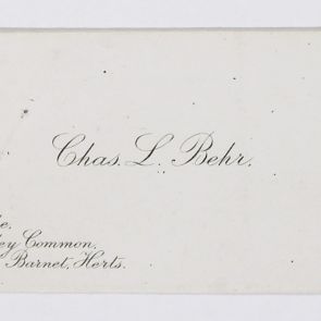 Business card: Chas. L. Behr