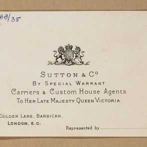 Sutton & Co londoni szállítócég névjegye