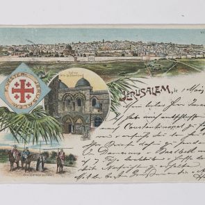 Ferenc Hopp's postcard to Henrik Jurány from Jerusalem