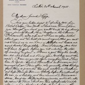 R. de Schleuss-Mühlheimer's letter to Ferenc Hopp from Lisbon