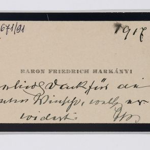 Friedrich Harkányi báró névjegye