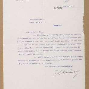 Letter of the D. Heinemann Gemäldegalerie to Ferenc Hopp from Munich