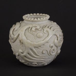 Spherical vase with dragon motif and a pearl