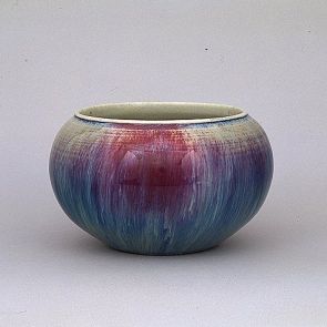 Spherical vase with flambé glaze