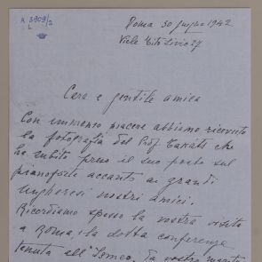 Letter in Italian from Ofelia Maroi-Ducranti to the wife of Zoltán Felvinczi Takács from Rome to Cluj-Napoca