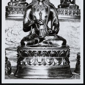 Vajrasattwa statue - black and white photo