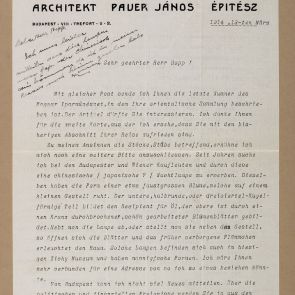 János Pauer's letter to Frenc Hopp from Budapest