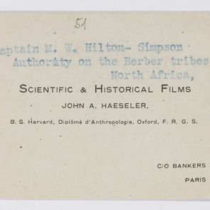 Business card: Scientific & Historical Films, John A. Haeseler