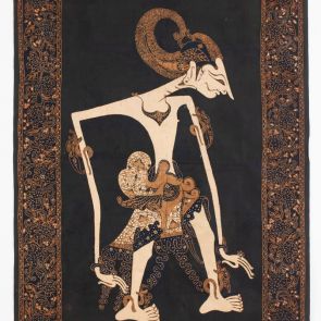 Textile, with wayang figure