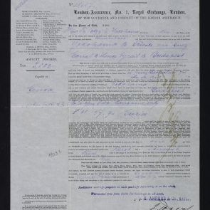 Insurance policy of the delivery company Retz & Co. about delivery of artifacts on the Suez-Trieste-Budapest route, which probably purchased from Kuhn and Komor Co.