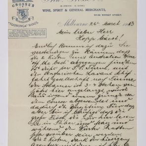 Letter of the Wine Merchant Maurice Steiner to Ferenc Hopp