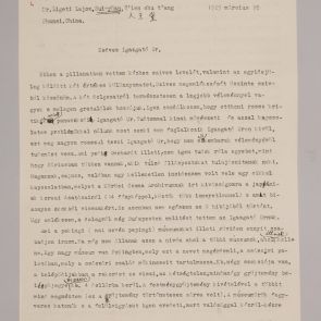 Lajos Ligeti's letter to Zoltán Felvinczi Takács from Sui-yüang to Budapest